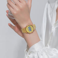 Reloj Digital Elegante Para Mujer En Oro Y Plata De Acero Inoxidable Reloj De Pulsera Electrónico Para Negocios Y Hombres - details 25