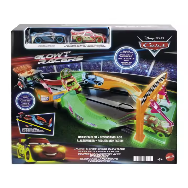 Cars Glow Racers Pista Brillante Lanza y Choca-Crash Mattel HPD80 - 1