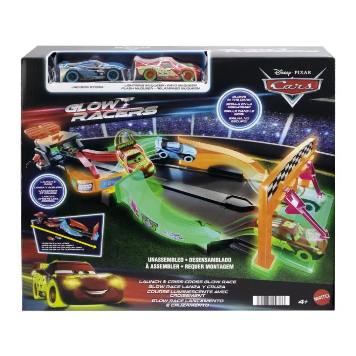 Cars Glow Racers Pista Brillante Lanza y Choca-Crash Mattel HPD80 - 1