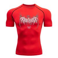 Camiseta De Compresión Para Hombre Quick-Drying Transpirable Con Mangas Cortas Estampada Elasticidad Para Fitness Gimnasio Running Y Deportes Tallas S-3XL - details 3