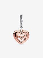 Pandora - Charm colgante de corazón radiante de dos tonos - Plata de ley, baño de oro rosa de 14 k - details 0