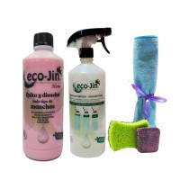 pack ECOJIN ORIGINAL HOME ROSA AROMA FLORES BLANCAS Y TALCO - LIMPIADOR MULTIUSOS DESENGRASANTE BIODEGRADABLE QUITAMANCHAS - Producto de Limpieza Eco-Amigable y Eficaz - Marca Laboncler - details 0