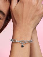 Pandora - Charm Colgante mini with Corazón de Chakra Negro de Pandora ME - Plata de Letra - details 2