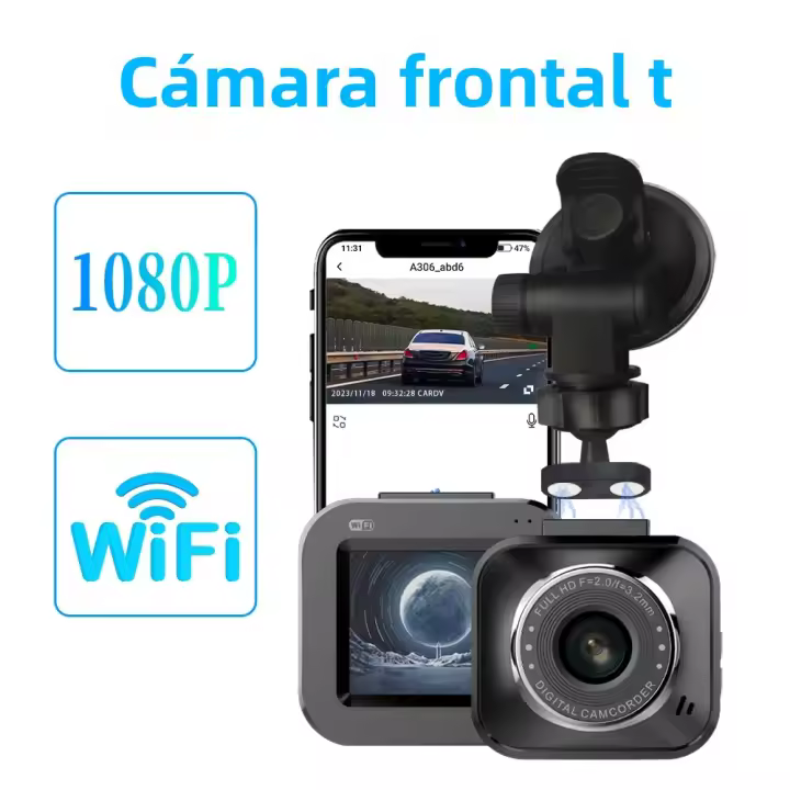 FOXGOD Car DVR Dash Cam 1080P FHD WiFi 2'' Cámara De Dashboard Con Visión Nocturna Grabación Ciclica Black Box Registra Vídeo De Tráfico - 1