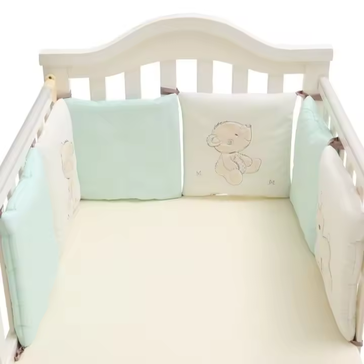 Protector de Cama de Bebe, almohadillas parachoques de Cuna, parachoques de Cama de seuridad para niños, alrededor de cuna de algodón, anticolisión, anticaída, 6 piezas por juego - 1