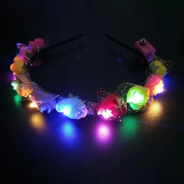 Diadema LED Para Niñas Brillo Cabeza Floral Coronación Neón Fiesta Regalo Boda Cumpleaños Luminoso Festival 10/20/30Pcs - 1
