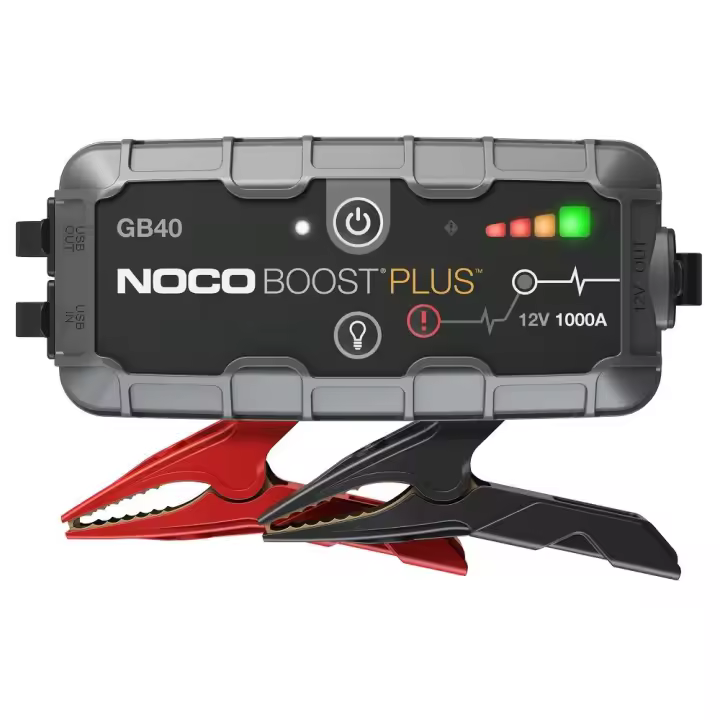 NOCO Boost GB40: Arrancador de Batería de Litio de 1000A UltraSafe – Antichispas y Protección contra Polaridad Inversa – Power Bank USB y Linterna LED – para Motores de Gasolina 6,0L y Diésel 3,0L - 1