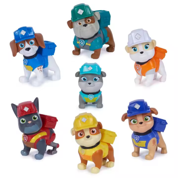 SPIN MASTER - RUBBLE & CREW - Pack 7 Figuras Cachorros - Patrulla Canina Juguetes - Juegos Infantiles - 6067084 - Juguetes Niños +3 Años - Regalo Niño +3 Años - 1