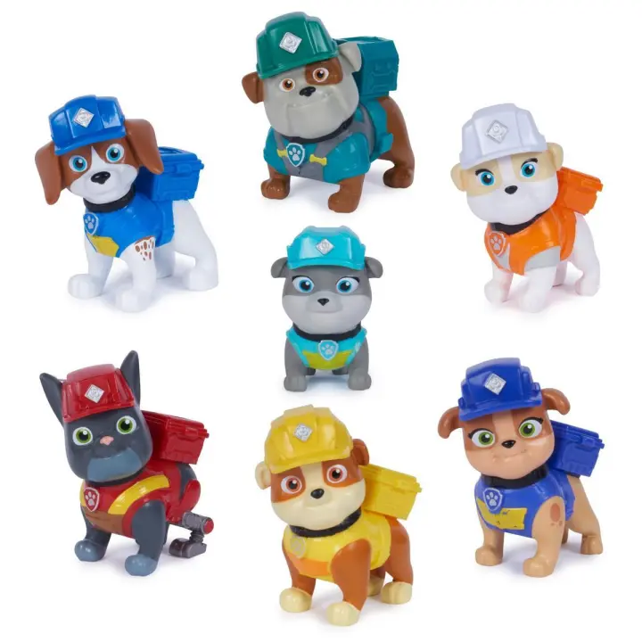 SPIN MASTER - RUBBLE & CREW - Pack 7 Figuras Cachorros - Patrulla Canina Juguetes - Juegos Infantiles - 6067084 - Juguetes Niños +3 Años - Regalo Niño +3 Años - 1