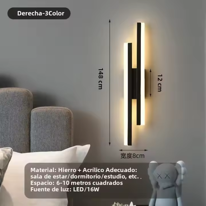 Lámpara De Pared LED Para Interior Estilo Minimalista Moderno Acero Y Acrílico Para Dormitorio Sala De Estar Pasillo Y Escalera Luz Scandinava - 1