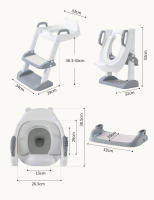 Adaptador WC Niños con Escalera,PU Cojín Acolchado, Ajustable y Plegable,Reductor WC Niños,Portatil Orinal Asiento Baño Inodoro con Escalera,Baño Antideslizante para el Vater para Niños - details 0