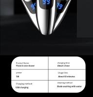 Afeitadora Eléctrica Recargable Para Hombres Cuchillo De Afeitar Portátil Flotante Tres Puntas Lavable Con Agua - details 13