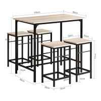 ORION91 Conjunto de Mesa Alta Comedor y 4 Taburetes de Bar – MDF y Metal Color Negro 🖤 100cm x 60cm x 87 cm - diseño industrial para cocina, comedor Juego - SpazioLuzio - details 0