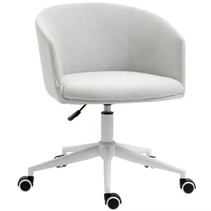 Vinsetto Silla de Oficina Giratoria Tejido de Lino Silla de Escritorio Ergonómica Altura Ajustable con Reposabrazos y Asiento Acolchado Carga 120 kg para Salón Dormitorio 56x56x72-82 cm Gris - 1