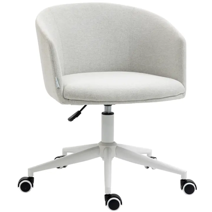 Vinsetto Silla de Oficina Giratoria Tejido de Lino Silla de Escritorio Ergonómica Altura Ajustable con Reposabrazos y Asiento Acolchado Carga 120 kg para Salón Dormitorio 56x56x72-82 cm Gris - 1