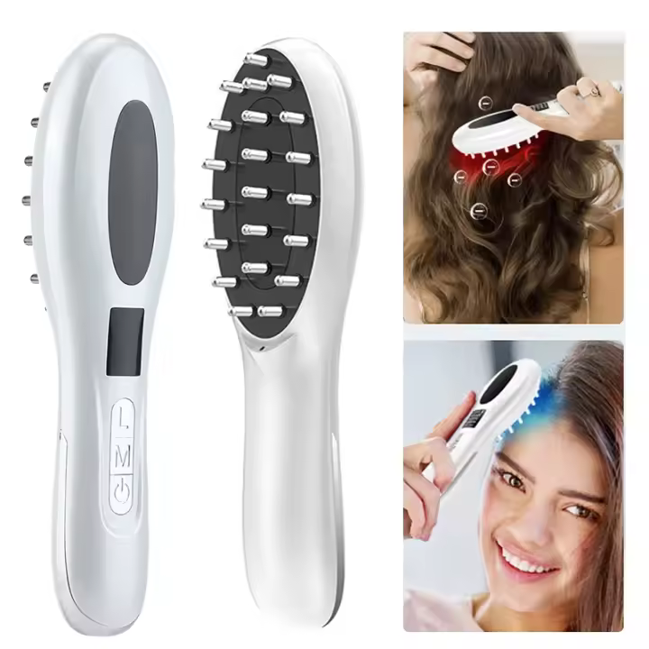 EMS-peine eléctrico de microcorriente para masaje del cuero cabelludo, cepillo masajeador de cabeza con vibración, terapia de luz azul y roja, nutre el cabello - 1