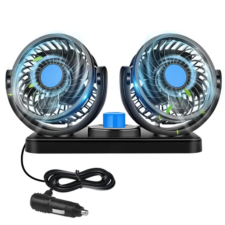 Ventilador de Doble cabeza para Coche de 24 V con rotación de 360 ° Y 2 velldades Refrigeración eficaz y silenciosa - 1