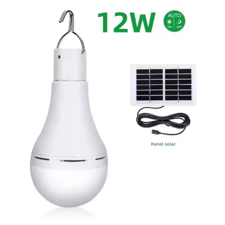 Lámpara Solar De 12W Impermeable Cargada Por USB Luz De Emergencia Iluminación Solar Para Exteriores E Interiores Bombilla Solar Para Casa - 1