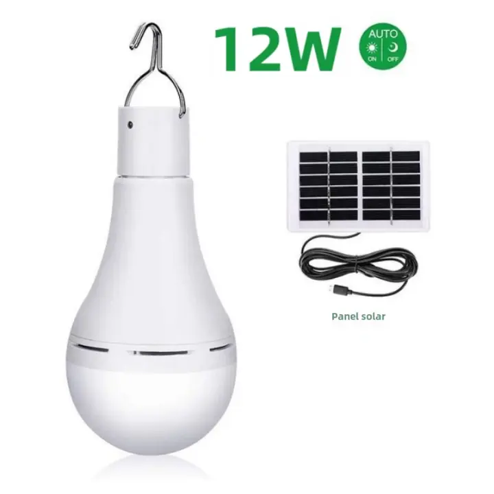 Lámpara Solar De 12W Impermeable Cargada Por USB Luz De Emergencia Iluminación Solar Para Exteriores E Interiores Bombilla Solar Para Casa - 1