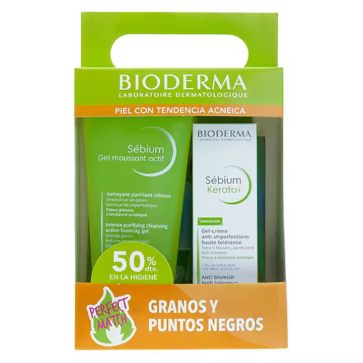 BIODERMA SEBIUM GEL MOUSSANT ACTIF 200 ML + SEBIUM KERATO+ 30 ML - 1