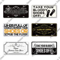 Cartel De Decoración Putuo Take Your Shoes off En Metal Estilo Vintage Para Decoración De Puerta Sala De Estar Y Pared Tamaño 5.9x11.8 Pulgadas - details 6