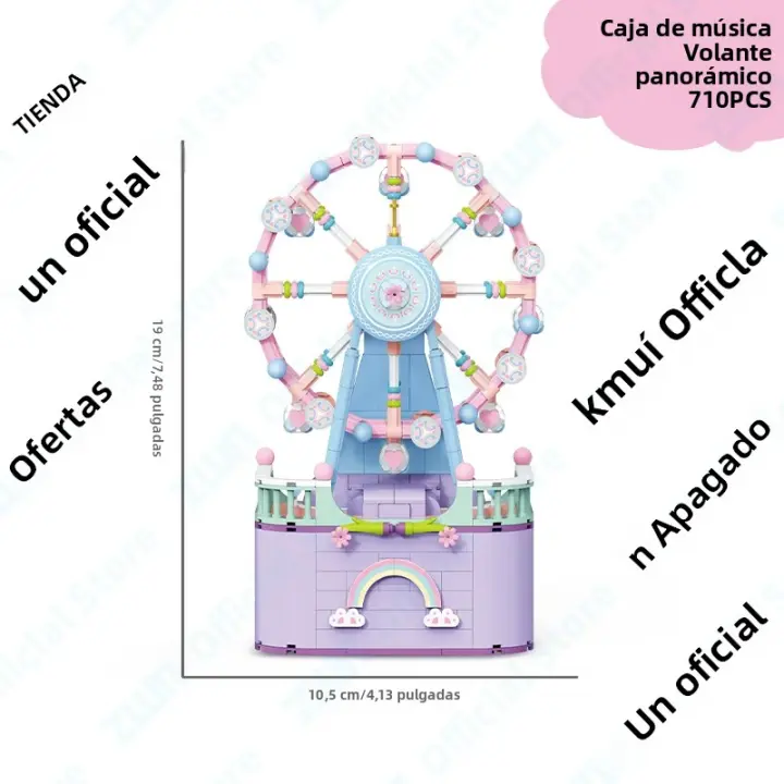 Kit De Bloques Creativos Para Niños Con Flor Eterna Y Luz Rotación De Música Juguete De Puzzle De Montaje Para Niños - 1