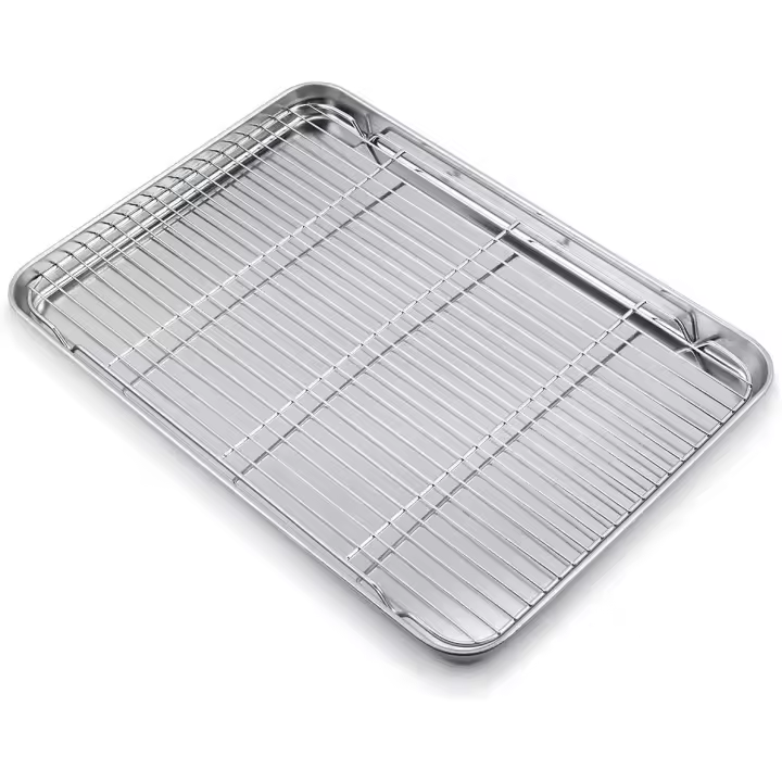 Moldes para hornear rectangulares de acero inoxidable con rejilla de enfriamiento - 1