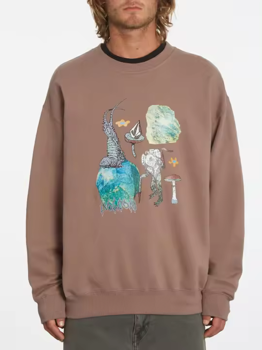 Sudadera Volcom Chrissie Abbott X French para Hombre en Color DOESKIN con Diseño Artístico y Corte Holgado - 1
