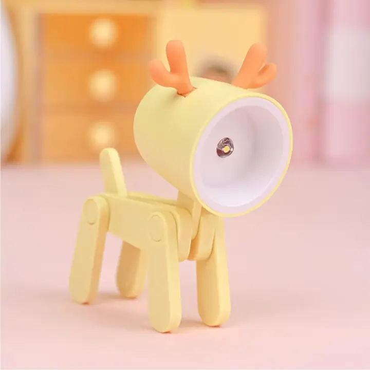 Bonita Luz de noche para niños, de Mesa minilámpara LED, Lámpara decorativa para Mesita de noche de Interior, decoración nave (1 Ciervo Amarillo) - 1