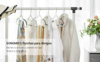 SONGMICS Juego de 30 Perchas, Perchas de Plástico, Antideslizantes, Ahorra Espacio, 0,5 cm de Grosor, 42 cm de Largo, Gancho Plata Giratorio de 360°, Blanco y Gris Oscuro - details 0