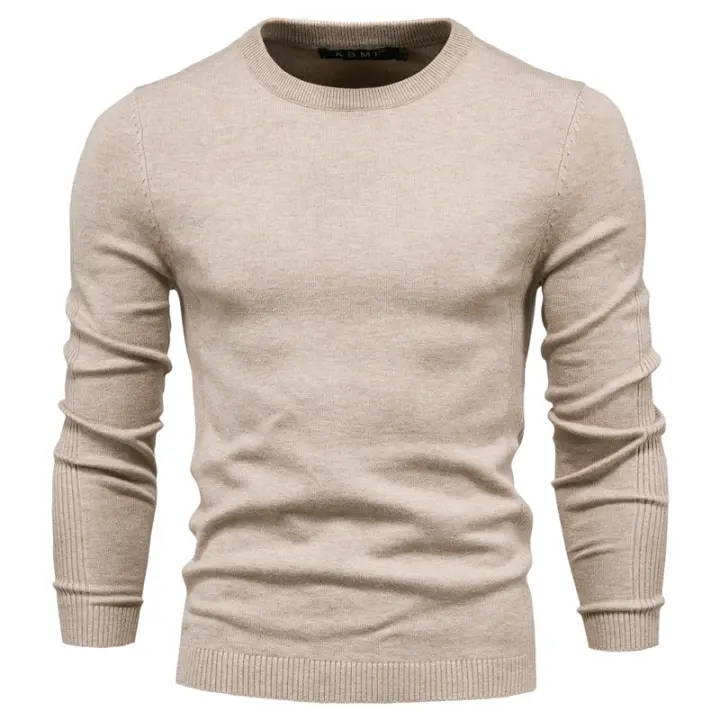 Suéter grueso de otoño e invierno en 10 colores, suéter ajustado con cuello redondo para hombre, suéter tejido para hombre, Tops - 1