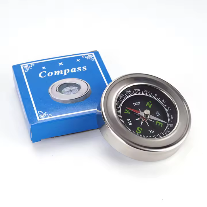 Compas Chinesa Y Inglesa De Acero Inoxidable 6cm Resistente Al Agua Y Choques Equipo Exterior Para Enseñanza Y Regalos - 1