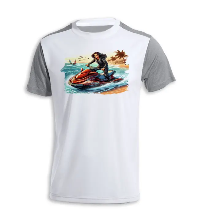 MERCHANDMANIA CAMISETA BICOLOR deporte agua moto acuatica carrera playa tshirt - 1