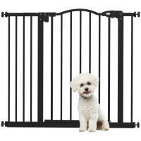 PawHut Barrera de seguridad para Perros Extensible 74-94 cm, para Puertas y Escaleras, Barrera para Perros con Extensión 14 cm, Montaje a Presión y Doble Bloqueo, Negro - details 0