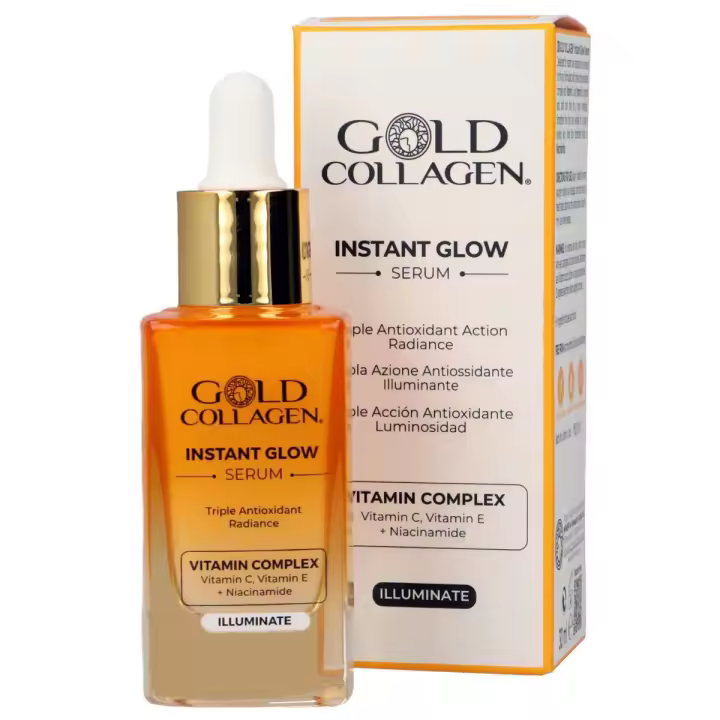 Gold Collagen Instant Glom Serúm 30ml - Vitamina C - Piel Luminosa - Poros Minimizados - Firmeza y Elasticidad - Hidratación y Suavidad - 1