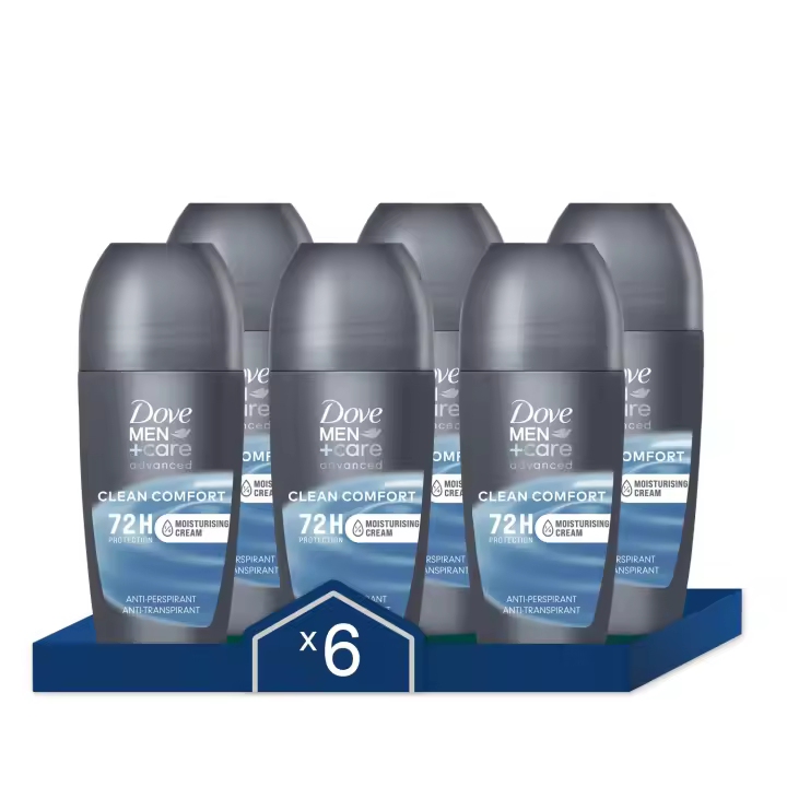 Dove Men +Care Desodorante Roll On Clean Comfort Protección 72h Antitranspirante 50ml - Pack de 6 - 1