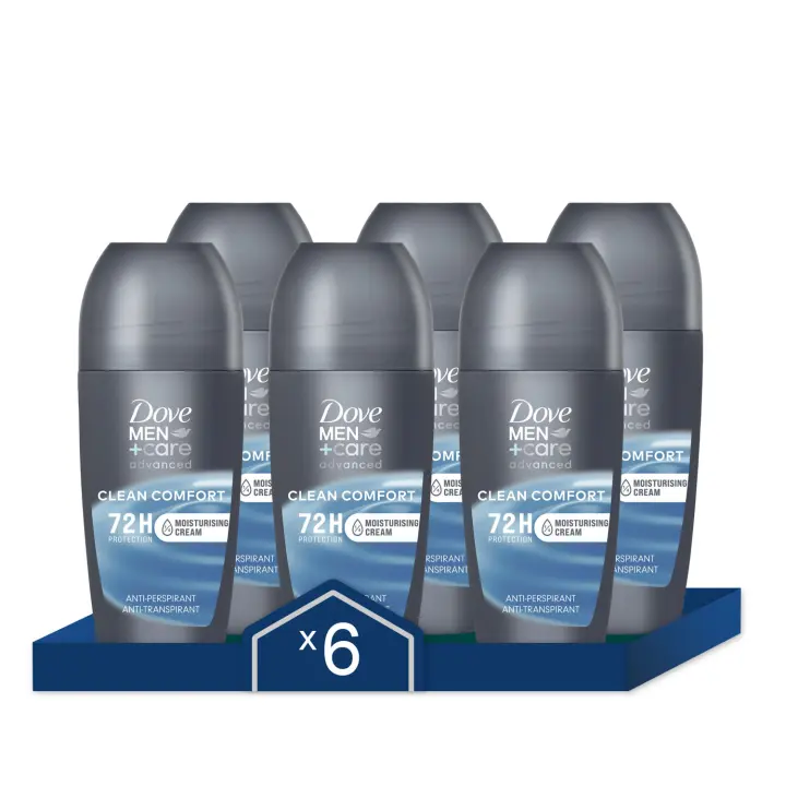 Dove Men +Care Desodorante Roll On Clean Comfort Protección 72h Antitranspirante 50ml - Pack de 6 - 1