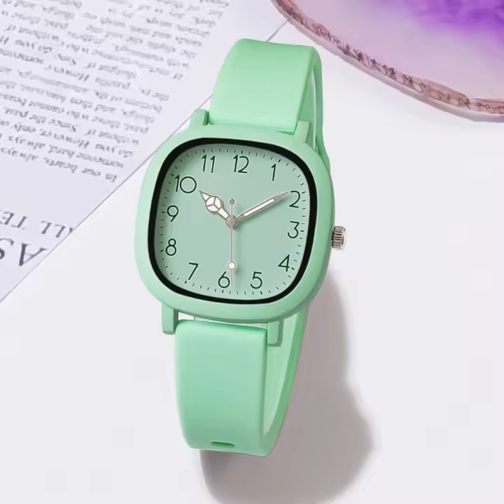 Reloj De Pulsera De Cuarzo Para Mujer Con Material De Silicona Y Acero Inoxidable Luminoso Color Gel Exquisito Accesorios Moda Casual - 1
