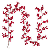Vine Artificial De Frutas Rojas 72 Cabezas 1.95m Para Decoración Navideña En Casa Suministros De Fiesta Fondo De Pared Guirnalda De Navidad - details 0