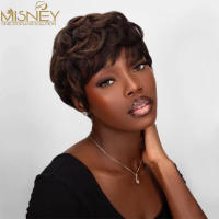 Pelucas De Cabello Humano Bob Corto Natural Color Brasileño Remy Peluca De Corte Pixie Para Mujeres Negras Misney - details 1