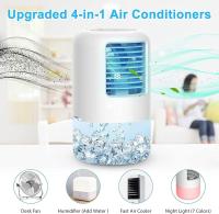 Enfriador de aire portátil, 500 ml, diseño 4 en 1, recargable y enchufable, 3 velocidades de ventilador y 7 luces LED, ventilador personal con temporizador de 2-4 horas, adecuado para dormitorio, camping, oficina (Blanco) - details 5