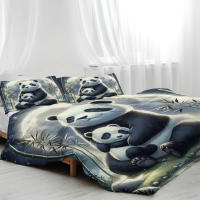 Juego De Cama Panda Luna 3 Piezas Con Fundas De Almohada Para Adultos Y Adolescentes Microfibra Animal Impresión Edad Indiferente Estilo Moderno - details 4