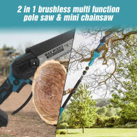 2.5M/6 Pulgadas Mini Motosierra Sin Cable, 2 en 1 Brushless Motosierra Pertiga Electrica con 2x4,0Ah Batería, 800W Motosierra Telescópica - details 1