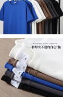 Camiseta De Algodón Puro Blanco GSM 500/300g De Gran Resistencia Cuello Redondo Manga Corta Tees De Tres Agujas Para Hombre - details 8