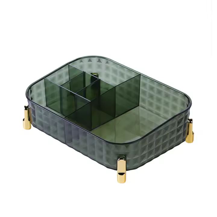 Organizador de Maquillaje de Acrílico Transparente con Secciones Caja de Almacenaje de Cosméticos Encimera - 1