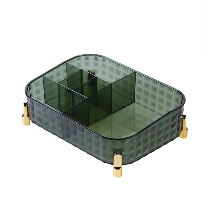 Organizador de Maquillaje de Acrílico Transparente con Secciones Caja de Almacenaje de Cosméticos Encimera - 1