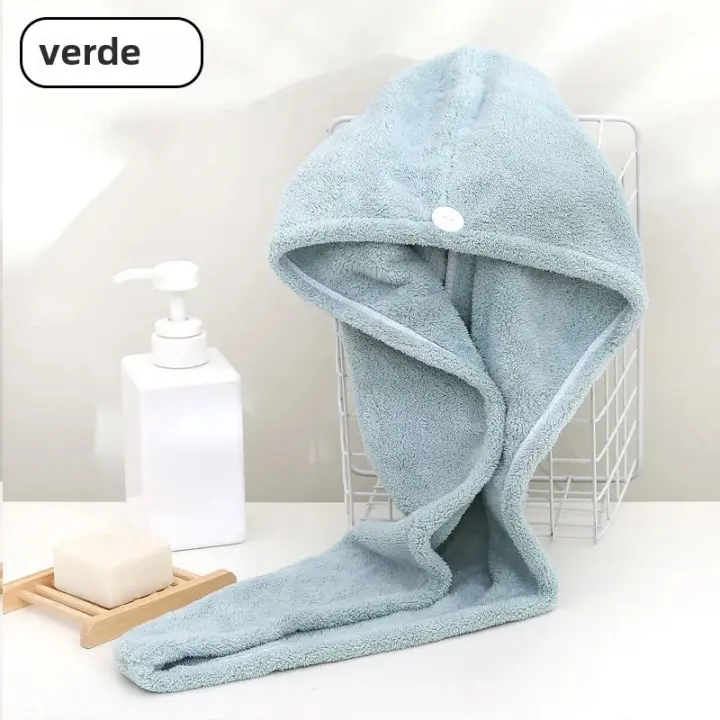 Toalla Para Secado de Melo de Microfibra de Coral Súper Absorbente Turbante Para Secado Del Pelo Envoltura - 1