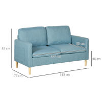 HOMCOM Sofá de 2 Plazas Sillón Moderno Tapizado en Poliéster con 2 Bolsillos Laterales Reposabrazos y Patas de Madera para Dormitorio Oficina Carga 200 kg 143x76x83 cm Gris - details 2