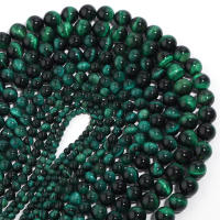 Tirante De Ojos De Tigre Naturales Verdes Para Joyería DIY 1 Pieza Piedra Redonda De 4/6/8/10/12mm Para Collar Y Pulsera - details 0