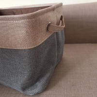 Cesta De Almacenamiento De Lino Y Algodón Sin Funda Caja De Doble Capa De Lona Para Ropa Juguetes Y Coches Rojo Vino Tamaño Grande 3 Tamaños - details 9